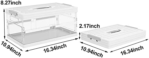 Apsan Collapsible Storage Bins with Lids for organizing, Stackable Clear Latch Storage Box with Handle, Folding Plastic Containers,White - Image 6