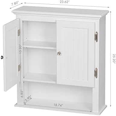 UTEX Bathroom Wall Cabinet Over Toilet, White Wall-Mounted Medicine Cabinet - Image 3