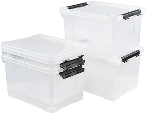 Obstnny 4 Packs 22 Quart Latch Box with Wheels, Plastic Lidded Storage Bin - Image 7