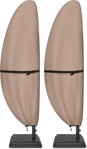 ULTCOVER Patio Parasol 600D Waterproof Outdoor Offset Banana Style Umbrella Cover - Fits Cantilever Offset Umbrella 12-14 Feet (Pack of 2) by ULTCOVER