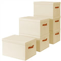 Homsorout Storage Bins with Lids - Large Fabric Closet Bins with Lid, 6 Pack Clothes Organizers and Storage, Collapsible Stackable Cube Basket for Home, Office, Dorm, Beige by Homsorout