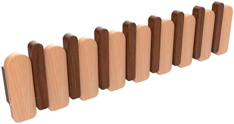 Wall Mounted Coat RackHooks Piano Key Hangers Natural Solid Wood Hanger Non-Woven Fabric Clothes Hangers for Closet, Kitchen, Bedroom, Bathroom, Entryway (Moon Walnut-Beech, 8 Hooks) by MurphyBedKitMattresFrame