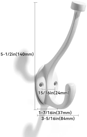 khtumeware The 10 Pack 5-1/2 inch White Coat Hook zinc Alloy mudroom Hooks is Suitable for bathrooms, Behind Doors, bedrooms, and is a Towel Robe Hooks for Both Household and Commercial use - Image 2