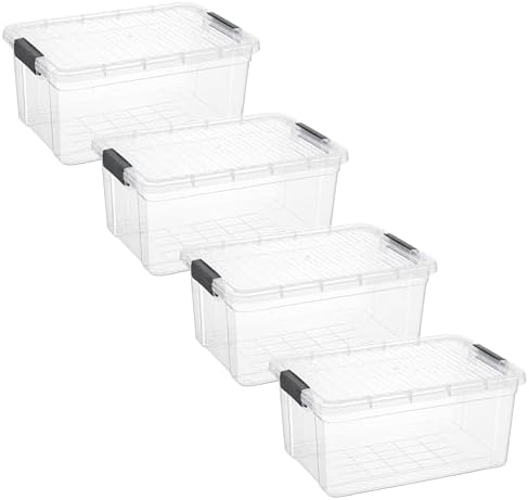 Superio 21 Quart Clear Plastic Storage Boxes with Lids, Stackable Organizer Containers, BPA-Free Storage Bins for Home, Office, School & Dorm, 4 Pack by Superio