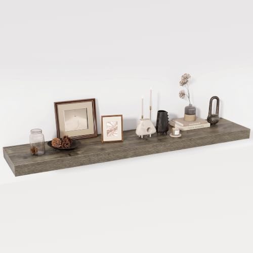 Acovy 55 Inch Floating Shelves, 12" Deep Floating Shelf Wall Mounted, 55" Wall Shelves, Rustic Deep Bookshelf, Extra Deeper & Thicker Display Shelves for Bedroom, Living Room, Set of 1 by Acovy