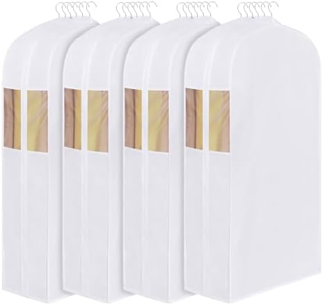 Univivi 50 Inch Cotton Hanging Clothes Bag for Storage 4 Pack, White by Univivi