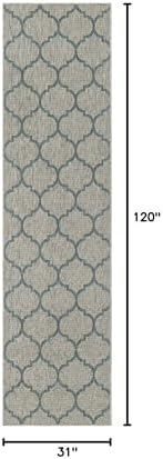 Unique Loom Outdoor Trellis Collection Area Rug (2' 7" x 10' Runner, Gray/ Ivory) - Image 2