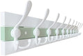 SKOLOO Coastal Wall Mounted Coat Rack - 38-1/8" Beach House Entryway Wooden Coat Hook with 10 Hooks for Hanging Coats, Hats or Towels, Oceanfront Cottage Core Collection, White & Green by SKOLOO