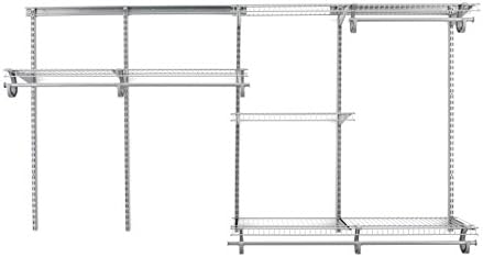 ClosetMaid ShelfTrack Wire Closet Organizer System, Adjustable from 5 to 8 Ft., With Shelves, Clothes Rods, Hardware, Durable Steel, Satin Chrome by Unknown