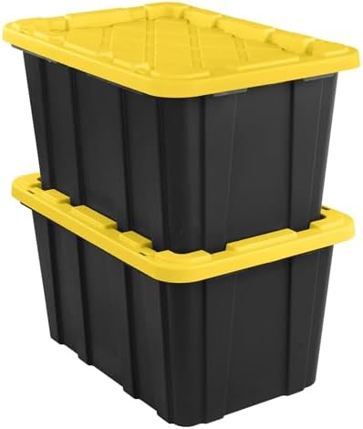6-Pack Industrial Tote, 27 Gallon Stackable Plastic Storage Bins with Lids - Image 6