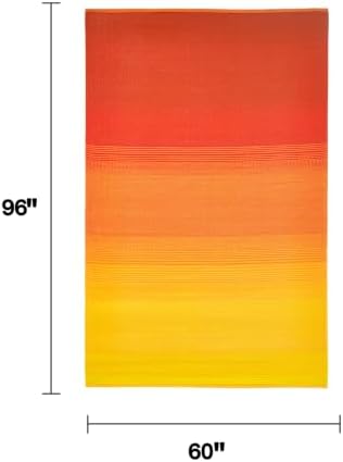 Fab Habitat Outdoor Rug - Waterproof, Fade Resistant, Crease-Free - Premium Recycled Plastic - Ombre - Patio, Porch, Deck, Balcony - Big Sur - Sunset - 5 x 8 ft - Image 2