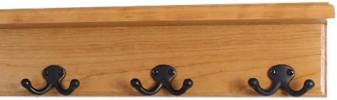 PegandRail Solid Cherry Shelf Coat Rack with Aged Bronze Double Style Hooks - Made in The USA (Cherry, 16" with 3 Hooks) by PEG+AND+RAIL