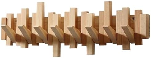 Wooden Coat Hooks Wood Wall Mounted Piano Coat Rack Flip Down Hook Rack Coat Rack Wall MountMulti Functional Space Saving Wall Organizer(Beech,53cm/21) by Unknown