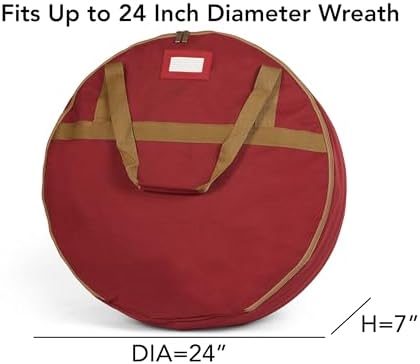 Covermates Wreath Storage Bag, 24" Diameter x 7" H, Red - Image 3