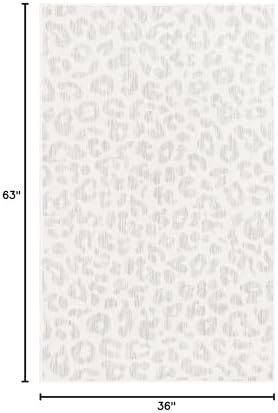 Unique Loom Outdoor Safari Collection Area Rug - Leopard (3' x 5' 3" Rectangle, Ivory Gray) - Image 2