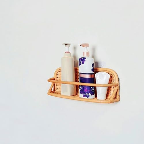 Mumusuki Floating Shelf, Wall Mounted Shelf Storage Organizer Rattan Decorative Shelves Hanging Basket for Shower Kitchen Bathroom Pantry Entryway Storage - Image 6