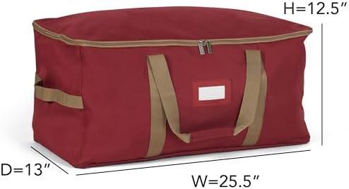 Covermates Adjustable Ornament Storage Bag, 25.5" W x 13" D x 12.5" H, Red - Image 3