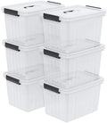 12 Quart Plastic Storage Boxes, Clear Latch Storage Bins, 6-Pack by Ponpong