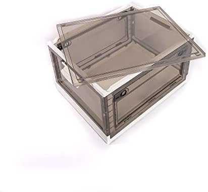 Best Home Fashion 2 packs LARGE Storage Bins Side Opening, Stackable Lid Collapsible, Foldable, Easy Tidy Up with Storage Box, Ideal for Home & Office Organization Storage Cube (Large, White) - Image 4