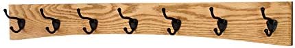 Oak Curved Back Wall Mounted Coat Rack - Bronze Hooks - Made in The USA (Golden Oak, 36" x 4.5" - 7 Hooks) by PEG+AND+RAIL