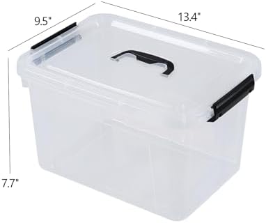 12 Quart Clear Plastic Storage Latch Bins with Handle, 6 Packs - Image 3