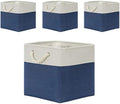Temary Storage Baskets for Shelves 13x13 Baskets for Gifts Empty, 4 Pack Shelf Baskets Large Storage Baskets Cube Storage Bins Fabric Storage Cubes with Handles for Shelves (White&Blue) by TEMARY