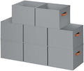 8 Pack Large Closet Storage Baskets Bins for Shelves, Collapsible Fabric Closet Organizers and Storage with Polyester Handles, Decorative Baskets for Organizing Clothes, Towels, Linen Closet 14"x10" by DiMJ