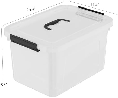 4 Packs 18 Quart Clear Plastic Storage Latching Bins with Handles - Image 3