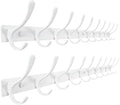 SKOLOO Coat Rack Wall Mounted - 10 Hooks, Pack of 2, Heavy Duty, Stainless Steel, Metal Wall Hangers, Sturdy Coat Hooks for Hanging Coats, Jacket, Clothes, Hat, White by SKOLOO
