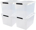 70 Quart Plastic Storage Bins with Wheels, Clear Large Plastic Boxes with Lids, 4 Packs by Rinboat