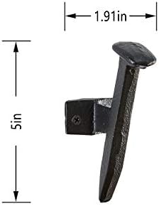 Cast Iron Industrial Railway Nail-Head Decorative Wall Hook (Set of 6) | for Towels, Bags, Purses, Coats, Jackets, Scarves, Hats, Robes | Use in Entryway, Bedroom, Hallway, Bathroom, Kitchen - Black - Image 4