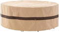 WJ-X3 Round Patio Furniture Cover Waterproof, 96" D x 31" H, Beige & Coffee by WJ-X3