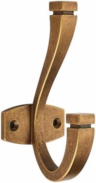 CHIVS （5 Pack Coat and Hat Wall Hooks Double Hooks for Hanging ，Antique Brass Towel Hooks，Wall Mount ，Hanger Backpack, Purse, Bag, Towel Organization Decorative Wall Hooks by CHIVS