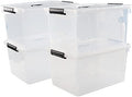 18 Quart Clear Plastic Storage Boxes, 4-Pack Storage Totes with Lids by Bblina