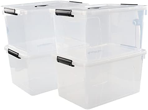 18 Quart Clear Plastic Storage Boxes, 4-Pack Storage Totes with Lids by Bblina