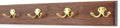 Cherry Coat Rack with Solid Brass Double Style Hooks (Mahogany, 20" x 3.5" with 4 hooks) by PEG+AND+RAIL