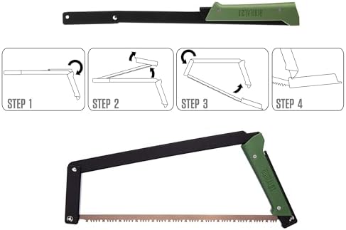 AGAWA - BOREAL21 Backwoods Kit - Includes 21" Folding Saw, Leather Sheath, 21" All-Purpose & 21" Aggressive Saw Blade - For Camping, Hunting & Survival Kit (Black Frame/Green Handle) - Image 6