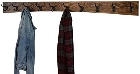 Oak Curved Back Wall Mounted Coat Rack - Bronze Hooks - Made in The USA (Walnut, 36" x 4.5" - 7 Hooks) - Image 4