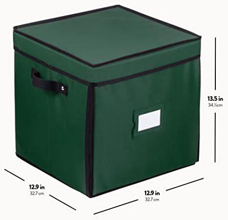 ZOBER Christmas Ornament Storage Box - Stores 64 3" Ornaments with Drawer Style Trays - Tear Proof 600D Oxford Fabric - Ornament Organizer Storage Box, Durable Christmas Containers Holder - Green - Image 6