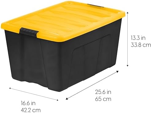 IRIS USA 6-Pack 72 Quart Storage Bins with Lids, Black/Yellow - Image 2