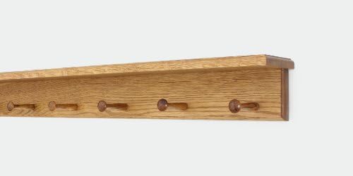Oak Shaker Peg Rack with Shelf (Golden Oak, 29" with 5 pegs) by PEG+AND+RAIL