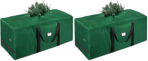 BALEINE 7.5 ft Christmas Tree Storage Bag, Heavy Duty 900D Oxford Fabric with Reinforced Handles and Dual Zippers Wide Opening, Extra Large Storage Container (Green) (Pack of 2) by BALEINE