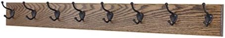 PegandRail Oak Wall Mounted Coat Rack with Bronze Hooks 4.5" Ultra Wide (Walnut, 52" x 4.5" with 10 Hooks) by PEG+AND+RAIL