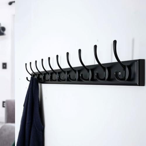 WEBI Coat Rack Wall Mount,38 1/4" Long Coat Hooks Wall Mounted,Bamboo Coat Hanger Wall Hook Rack,Jacket Hanger,10 Hooks for Hanging Coats,Clothes,Hats,Black - Image 7