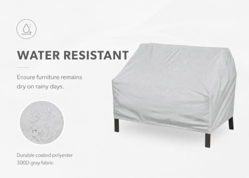 Treasure Garden Loveseat Cover, 300D Polyester Outdoor Deep Seating Sofa Cover, Water Resistant, UPF50+ UV Protection, Elastic Hem, Spring Cinch Lock, Built-In Pouch & Storage Bag, Gray - Image 3