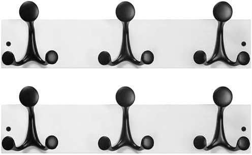 SKOLOO 17-Inch White Wood Coat Rack Wall Mount with 3 Triple Hooks - Ideal for Family Entrances, Classrooms, and Pet Supplies Storage - Perfect Coat Hooks for Wall, Pack of 2 by SKOLOO