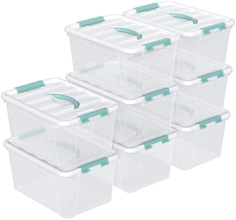 8-Pack Stackable Clear Storage Bins with Lids, 14-Qt Storage Box by Parlynies
