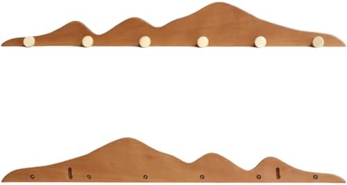Wall Coat Rack Cherry Wood 6 Hooks - Image 4