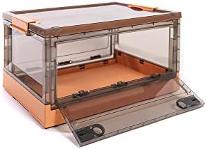 3 packs Storage Bins Side Opening, Stackable Lid Collapsible, Foldable, Easy Tidy Up with Storage Box, Ideal for Home & Office Organization Storage Cube (Medium, Orange) - Best Home Fashion - Image 2