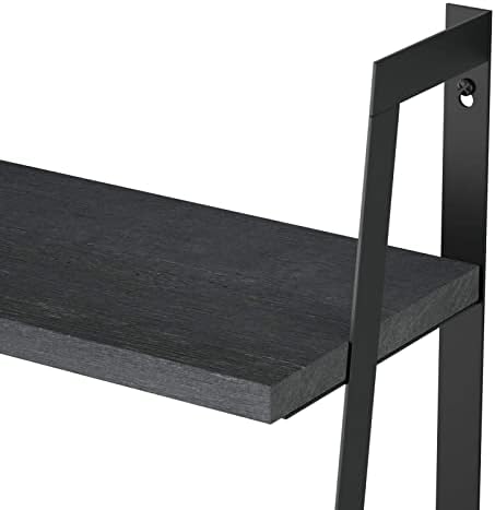 SRIWATANA Black 2-Tier Floating Wall Shelves, Rustic Wood Storage Shelf Set - Image 4